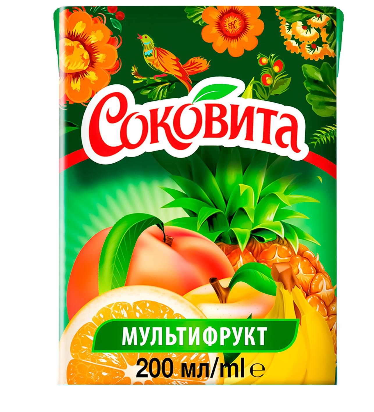 Мультифруктовий соковий напій Соковита, 200мл